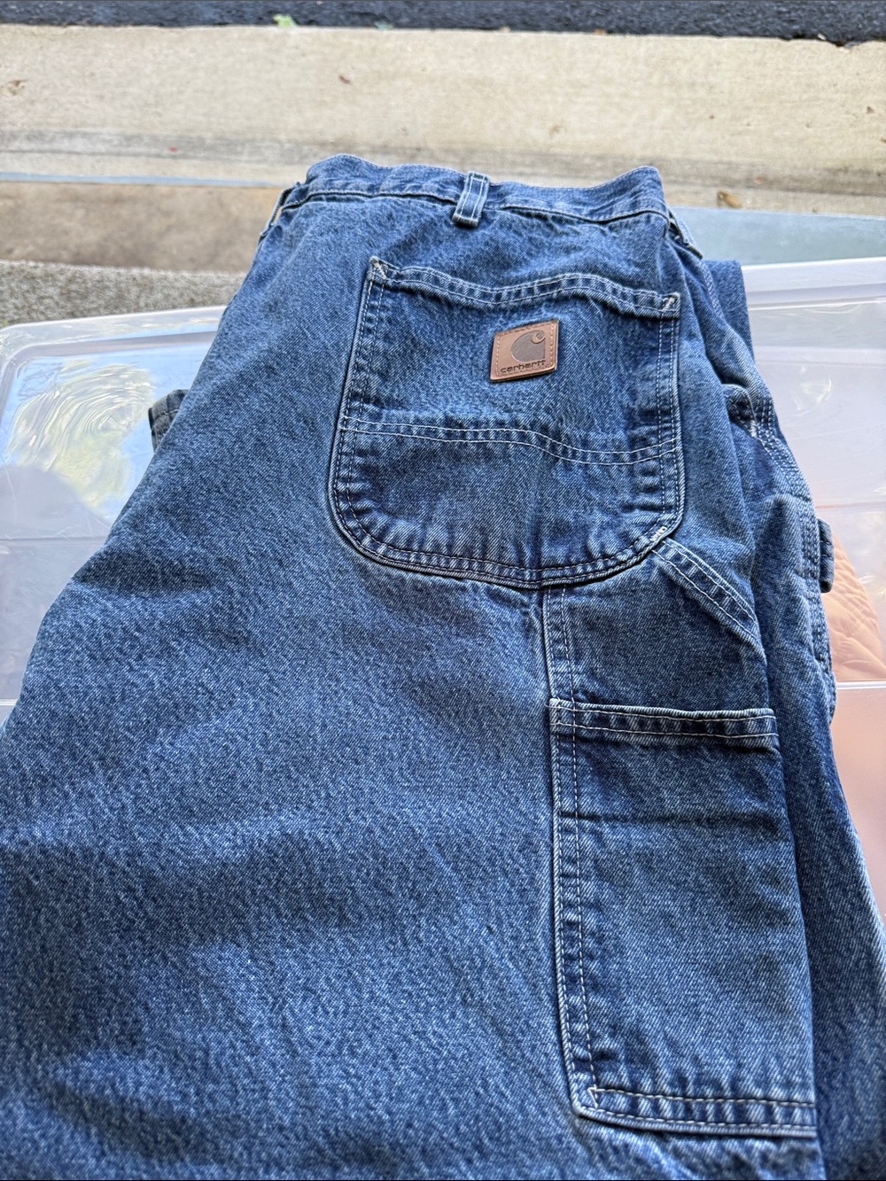 Carhartt Men's Dark Blue Relaxed Fit Work Jeans